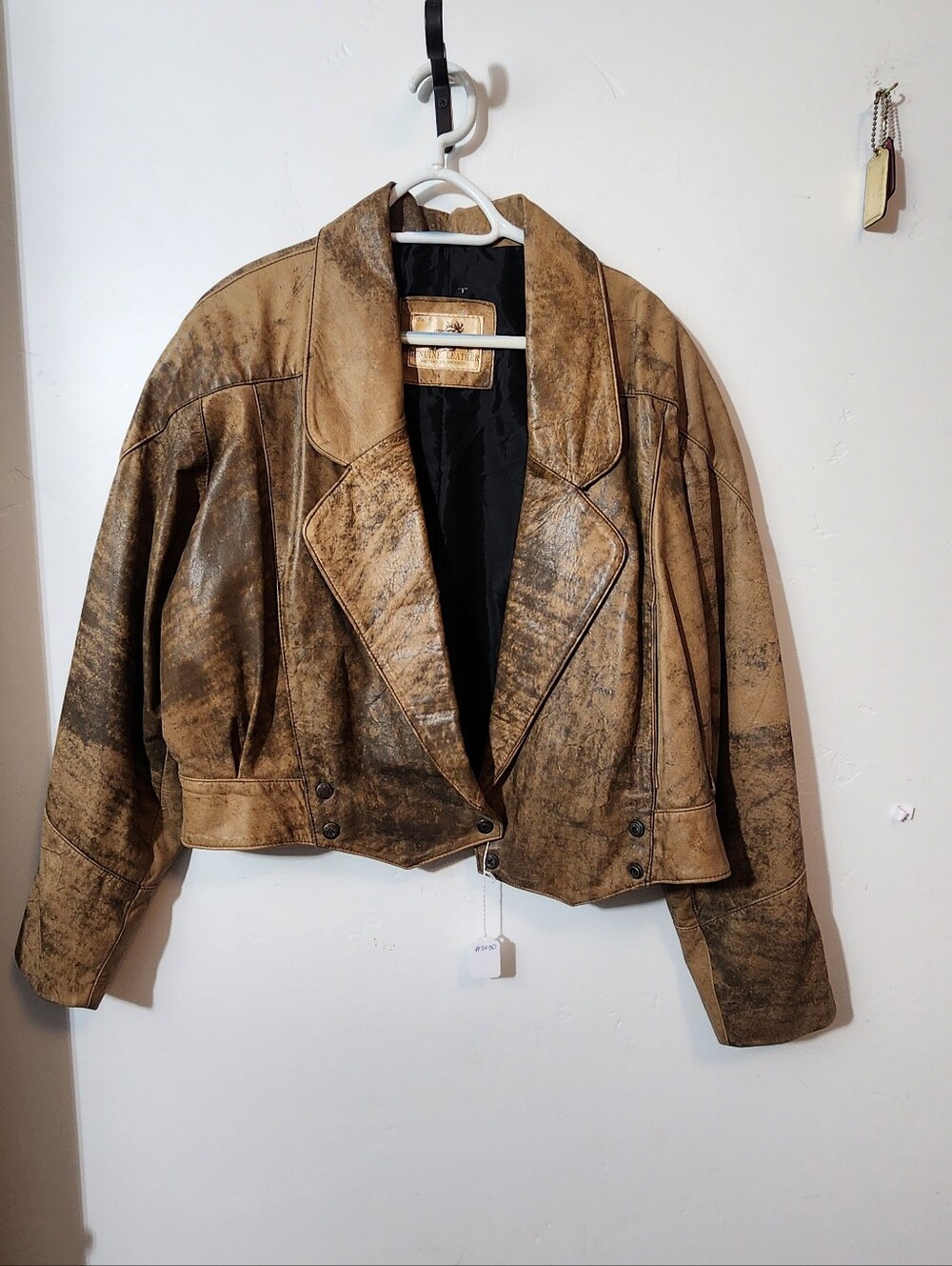 Brown Cropped Leather Jacket - Women's Jacket & Coat